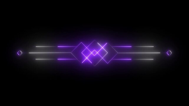 Glowing neon deco divider header icon isolated on black background. deco divider icon animation. 4k video motion graphic animation . 4K videos,,.....