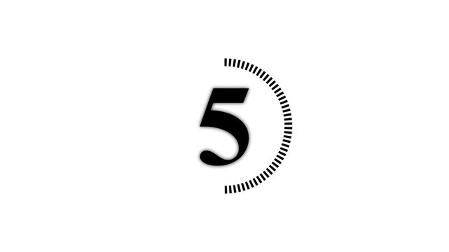 Random dial design illustration .Circle countdown timer one minute animation from 10 to 0 second animation . Modern flat design with animation . black color animation and black background . 4k video