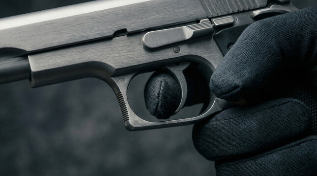 Hand Holding Pistol Close Up Firearm Detail
