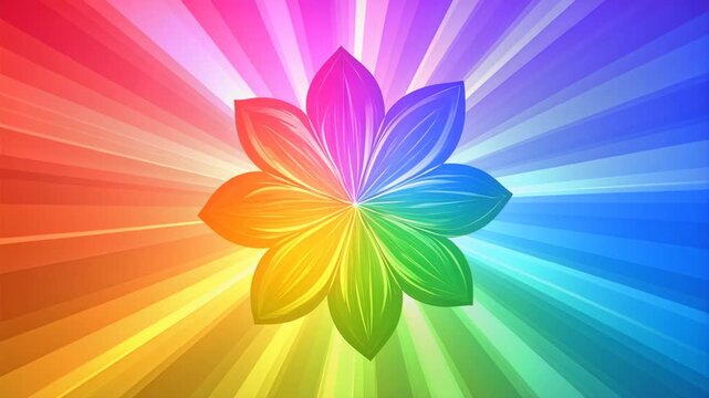 Lotus flower showcasing a vibrant array of colors on its delicate petals, with luminous beams highlighting a complete spectrum of hues.