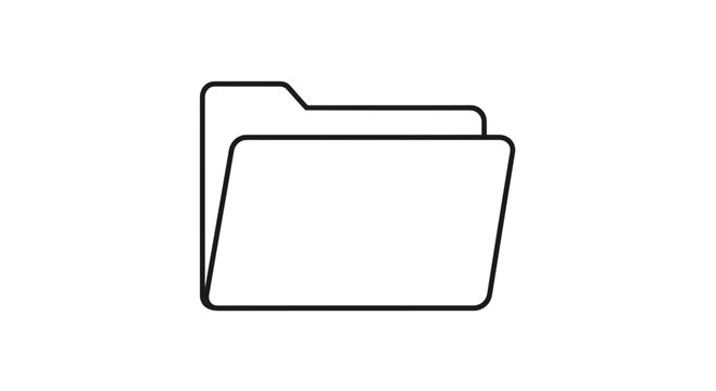 Simple Line Icon of an Open Folder with Documents Inside, Minimalist Design