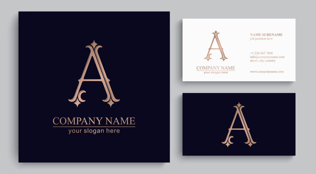 Letter A logo monogram in classic serif style with subtle decorative elements. Clean logotype for personal branding, corporate identity and premium design.