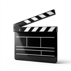 Fototapeta premium Film clapperboard isolated on white background professional movie production slate cinema and video industry equipment concept