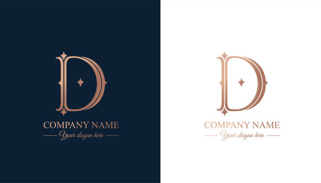Letter D logo monogram in classic serif style with subtle decorative elements. Clean logotype for personal branding, corporate identity and premium design.