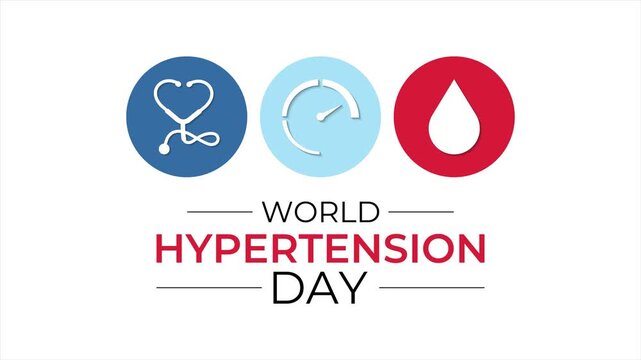 Motion graphics of World Hypertension Day video showing heart rate and pressure monitoring with smooth motion graphics. Blood pressure concept with clean medical icons. 4k video animation.