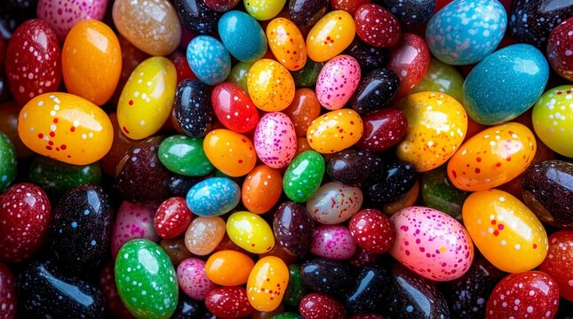 Background of colorful candy-coated dragees, creating vibrant, playful and sweet composition, perfect for confectionery, food visuals and fun design concepts.