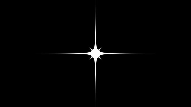 Shape animation of vector stars flickering blinking on black background. Flat doodle style of stars twinkling.