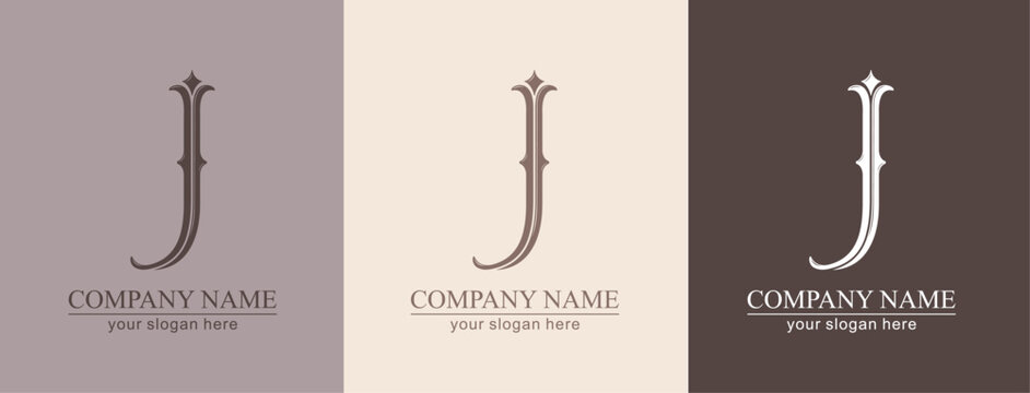 Letter J logo monogram in classic serif style with subtle decorative elements. Clean logotype for personal branding, corporate identity and premium design.