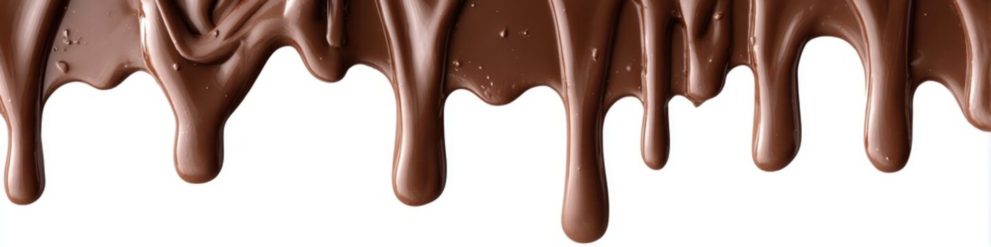 Delicious Dark Chocolate Dripping and Melting Seamlessly on a White Background.