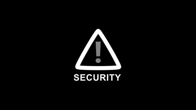 white triangular warning sign with an exclamation point is displayed over a black background with text high quality professional detailed. animation. 4k video