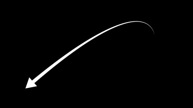Arrow going down icon animation black background. motion graphics. animation. 4k video