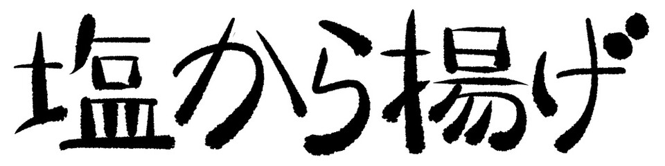 Obraz premium 文字素材 手描き 日本語 塩から揚げ