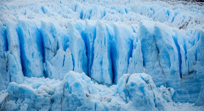 Stunning Close-Up of Deep Blue Glacial Ice Formations and Crevasses