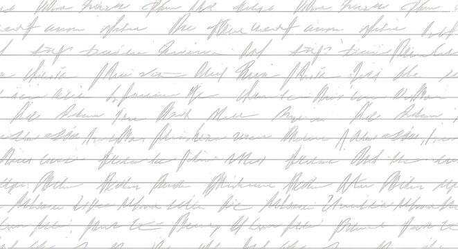 A vector illustration of cursive handwriting on lined paper with gray ink