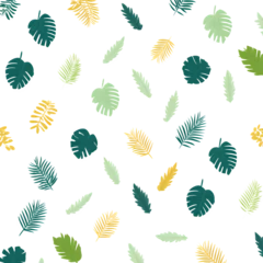 Various colorful tropical jungle leaves scattered in a beautiful pattern on transparent background © Stunnig Graphics