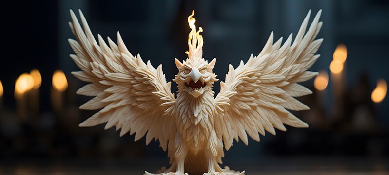white garuda shaped matchstick carving,generative AI