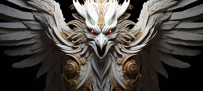 white garuda shaped matchstick carving,generative AI