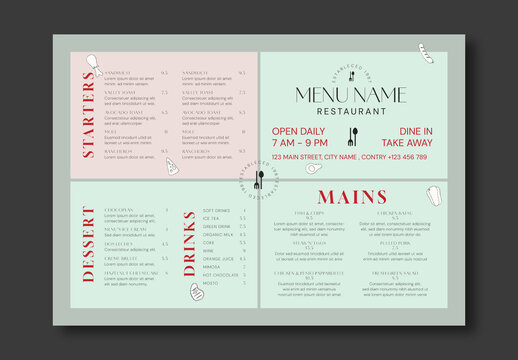 Minimal Restaurant Menu Template Food Menu Design