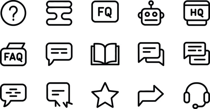 Collection of various icons related to communication and information  symbols and signs