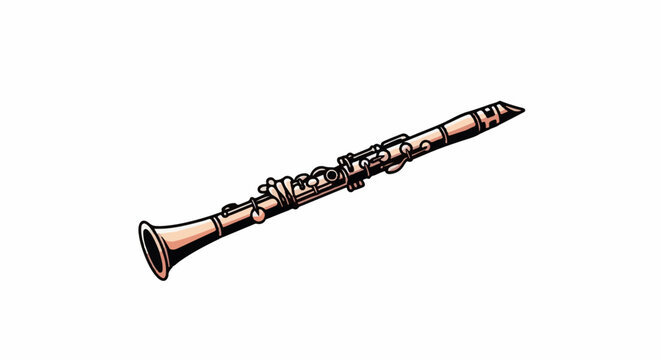 A musical instrument with a bell end and intricate silver keys, artfully depicted