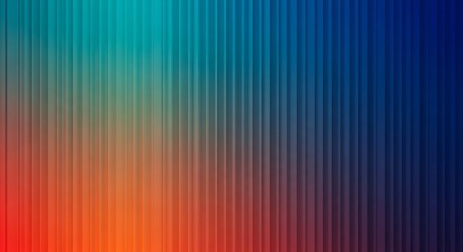 Abstract textured background with vertical ribbed lines and a gradient of warm orange to cool blue colors