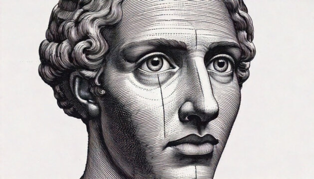 Ancient Roman Emperor Bust Portrait Detailed Engraving.