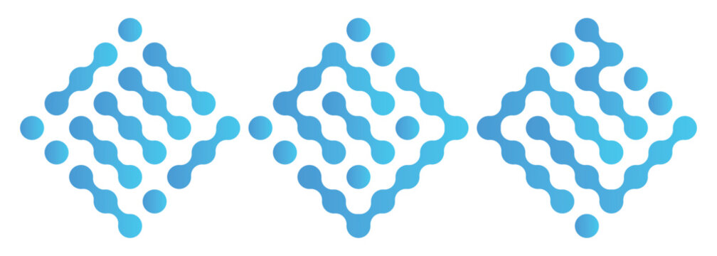 Blue Abstract metaball vector icon. Connected dots. Technology. Growth abstract background with integrated metaball, connected icons for digital, internet, network, connect, communicate, social media.