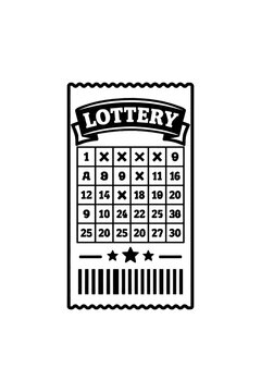 Classic Black and White Lottery Scratch-Off Ticket Icon: Symbolizing Chance, Gambling, Winnings, and Instant Prizes for Games of Luck, Entertainment, and Fortune-Seeking Adventures in a Minimalist Des