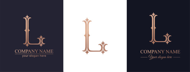 Letter L logo monogram in classic serif style with subtle decorative elements. Clean logotype for personal branding, corporate identity and premium design. © Alwih