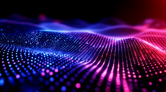 Futuristic digital data wave with glowing particles