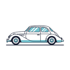 Obraz premium White vintage car illustration on a plain background.