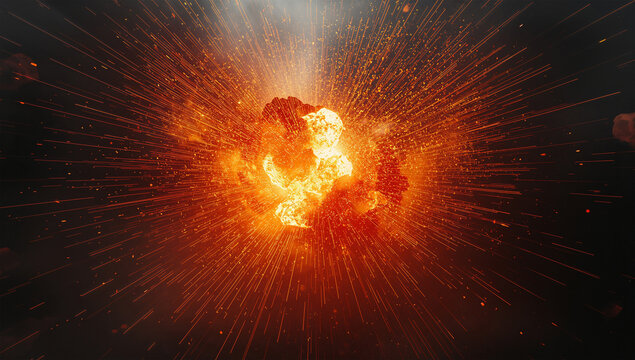 ゲーム演出に使える超派手な爆炎と破片のアクション背景素材