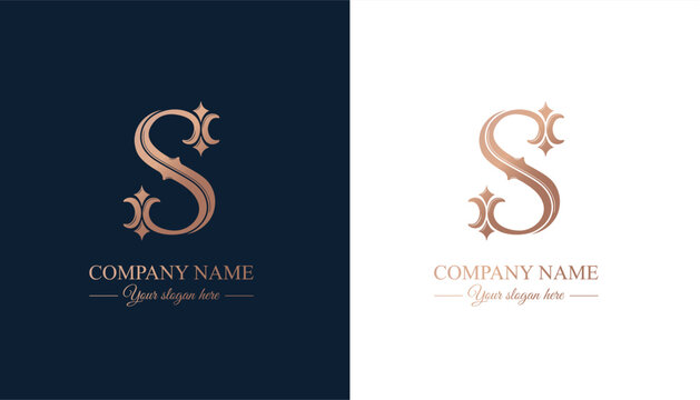Letter S logo monogram in classic serif style with subtle decorative elements. Clean logotype for personal branding, corporate identity and premium design.