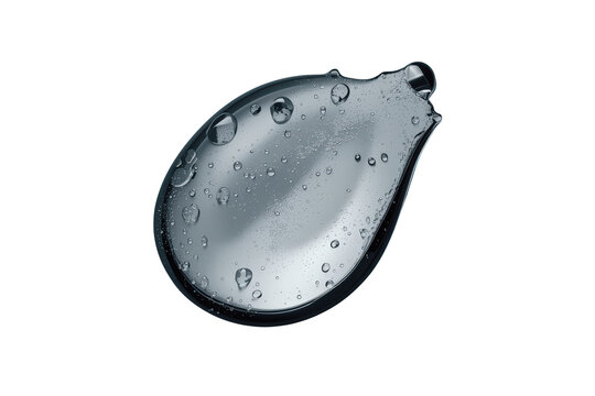 Silver metallic liquid splash with water droplets on transparent background, reflecting light and creating wet texture