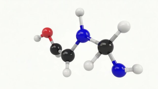 Complex molecular structure with glowing atoms on white background