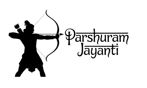 Parshuram Jayanti Celebration Silhouette of Lord Parashurama the Sixth Avatar of Vishnu Holding Bow, a Sacred Hindu Festival Greeting Design
