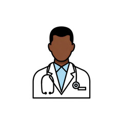 Fototapeta premium A cartoon illustration of a doctor with a stethoscope around his neck