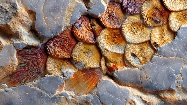 Close-Up of Textured Stone with Circular Patterns and Earthy Tones