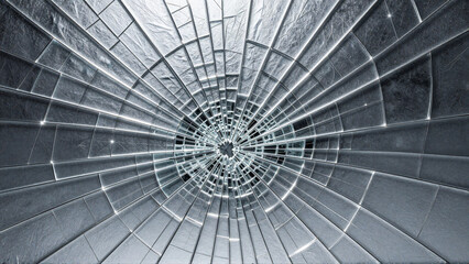Obraz premium Shattered glass abstract texture with radial pattern