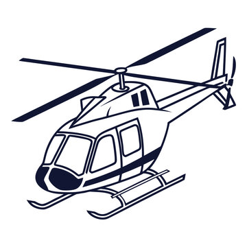 Helicopter illustration with a simple line drawing of a helicopter in flight