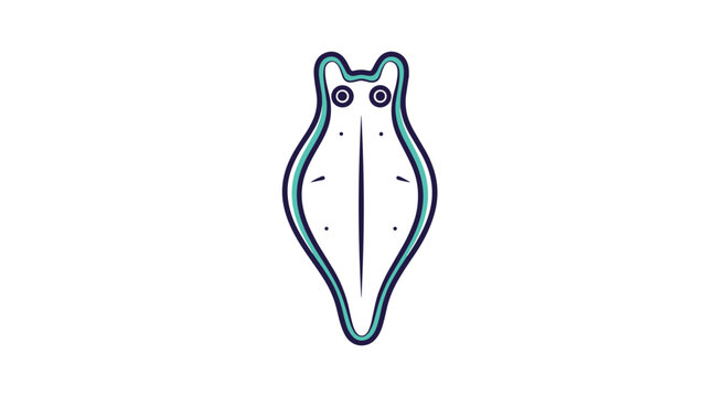 Abstract illustration of a simple flatworm, showcasing its symmetrical body and basic eye spots, representing a fundamental invertebrate.