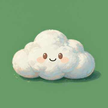 Cute Smiling Cloud Character Illustration with Happy Face