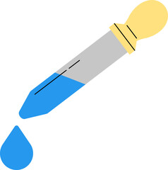 Fototapeta premium Laboratory dropper icon with blue liquid drop for science and medical research