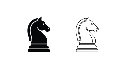 Black and White Knight Chess Pieces Vector © Sultan