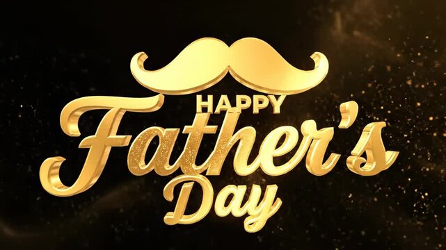 Sparkling gold Happy Father's Day text with elegant mustache