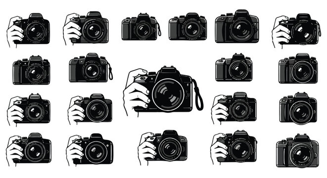 Cameras in various hand positions.