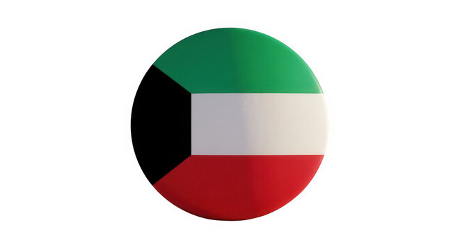 Kuwait flag button isolated on transparent background