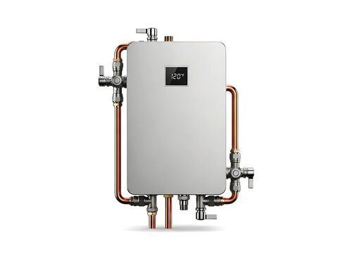 Modern electric tankless water heater with digital display