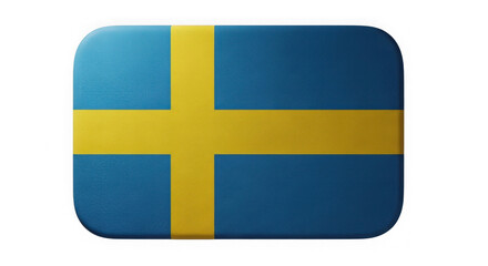Fototapeta premium Swedish flag button with rounded corners isolated on transparent background