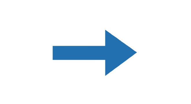 A simple, solid blue arrow points to the right against a clean white background